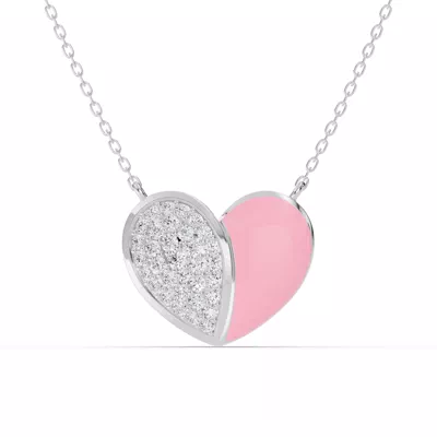 Amara Pink Ceramic Pavé Heart Necklace