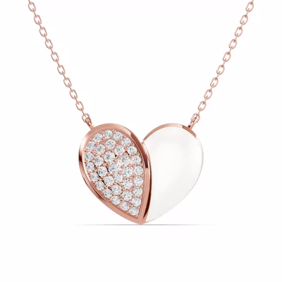 Amara White Ceramic Pavé Heart Necklace