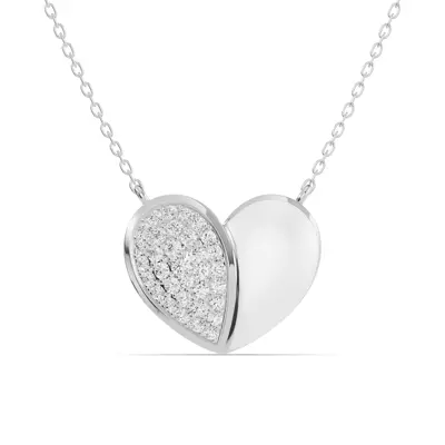 Amara White Ceramic Lab Pavé Heart Necklace