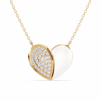 Amara White Ceramic Lab Pavé Heart Necklace