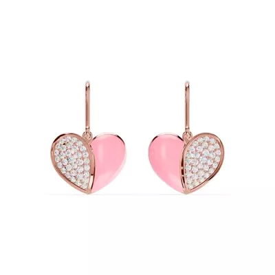 Amara Pink Ceramic Lab Pavé Heart Earrings