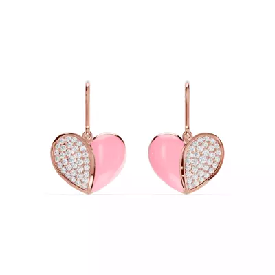 Amara Pink Ceramic Pavé Heart Earrings