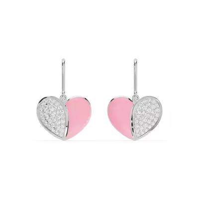 Amara Pink Ceramic Pavé Heart Earrings