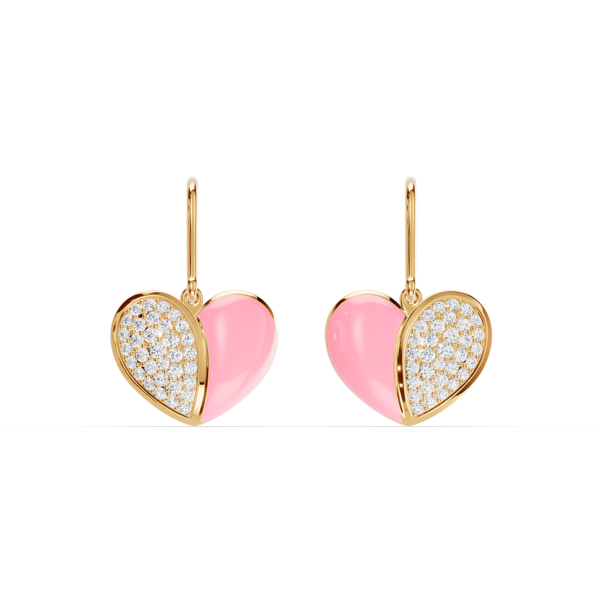 Amara Pink Ceramic Lab Pavé Heart Earrings