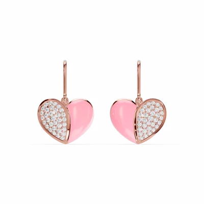 Amara Pink Ceramic Pavé Heart Earrings