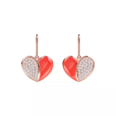 Amara Red Ceramic Pavé Heart Earrings
