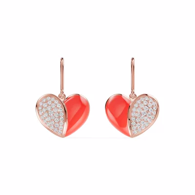 Amara Red Ceramic Lab Pavé Heart Earrings