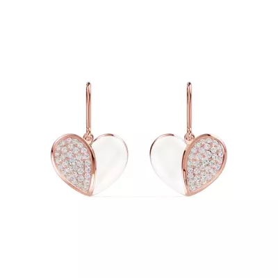 Amara White Ceramic Lab Pavé Heart Earrings