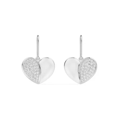 Amara White Ceramic Lab Pavé Heart Earrings