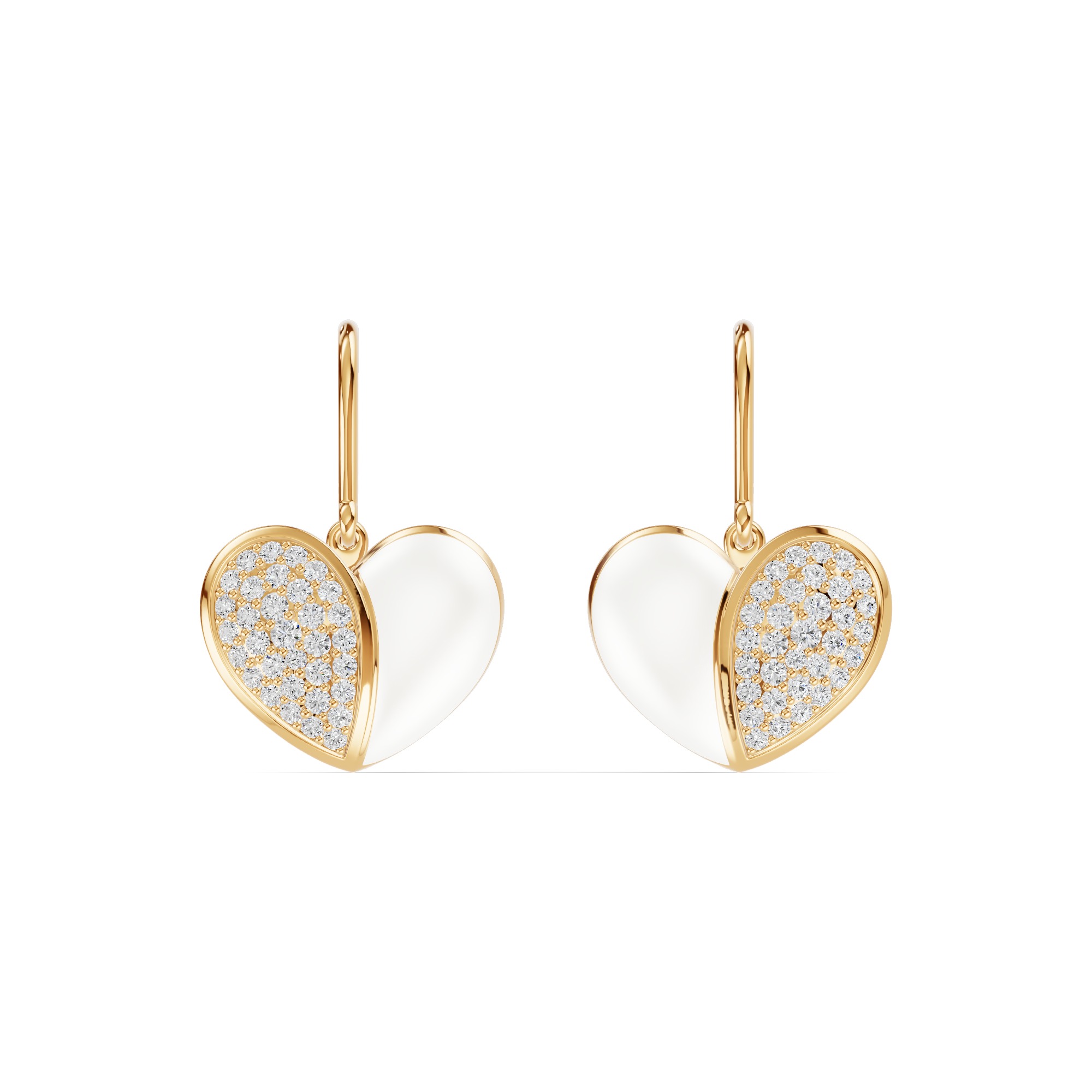 Amara White Ceramic Lab Pavé Heart Earrings