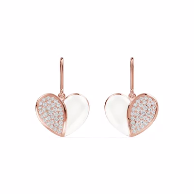 Amara White Ceramic Lab Pavé Heart Earrings