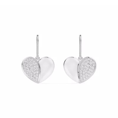 Amara White Ceramic Lab Pavé Heart Silver Earrings
