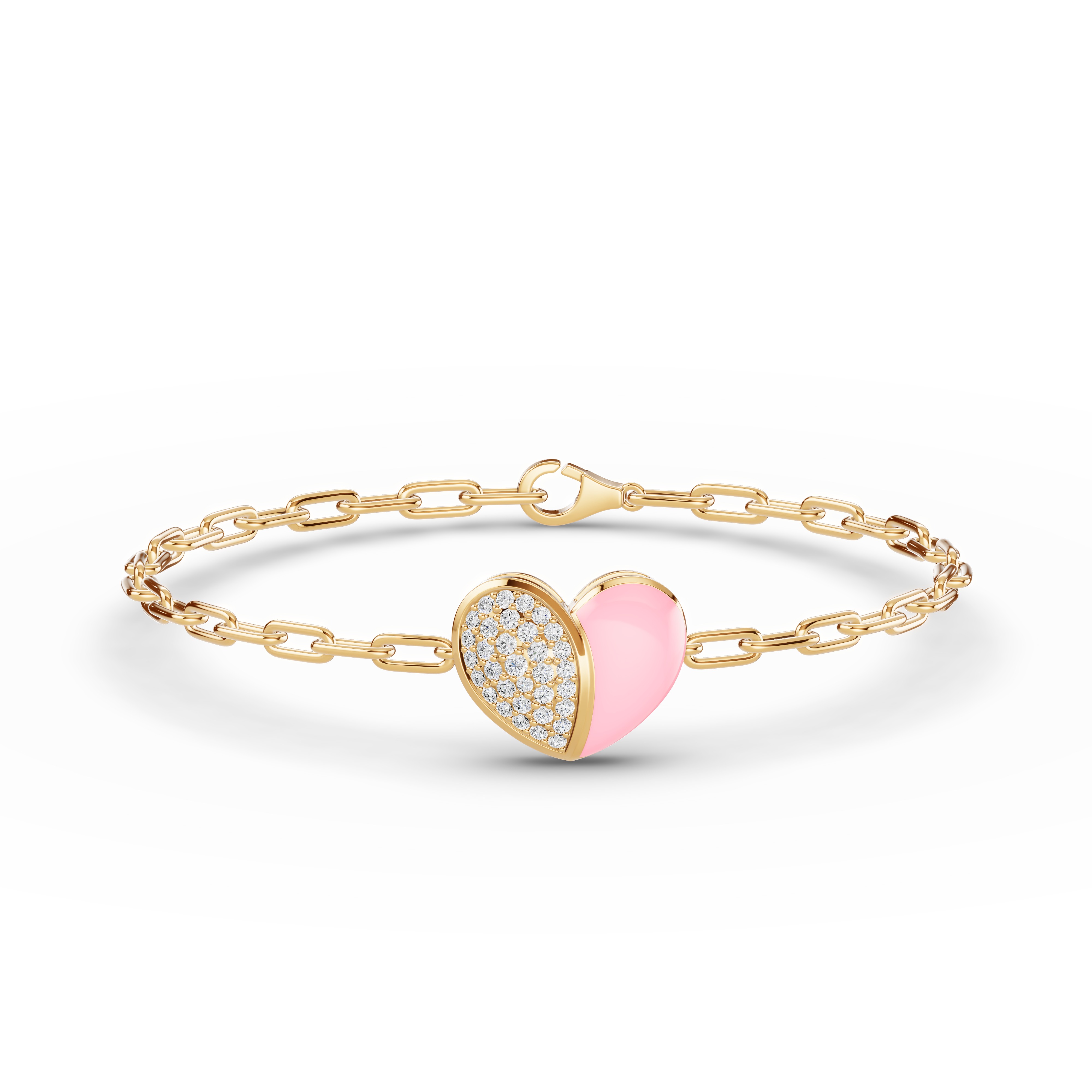 Amara Pink Ceramic Pavé Heart Bracelet