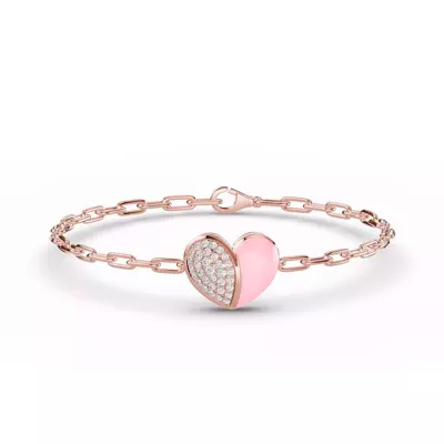 Amara Pink Ceramic Lab Pavé Heart Bracelet
