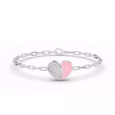 Amara Pink Ceramic Lab Pavé Heart Bracelet
