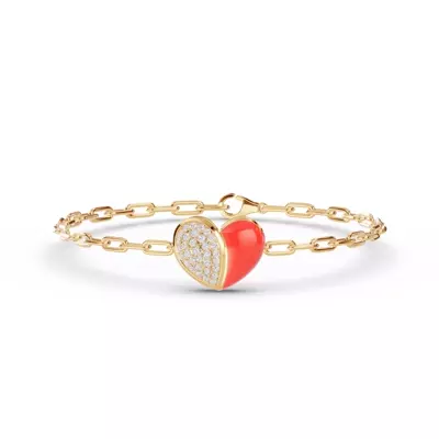 Amara Red Ceramic Lab Pavé Heart Bracelet