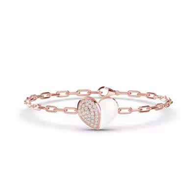 Amara White Ceramic Pavé Heart Bracelet