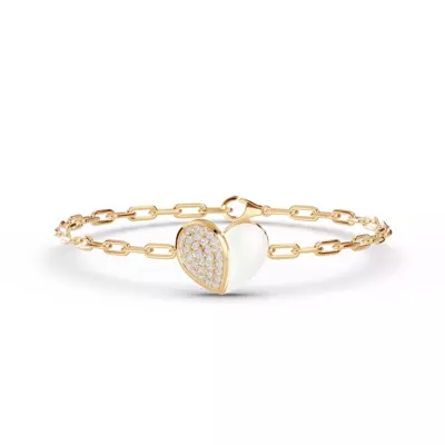 Amara White Ceramic Pavé Heart Bracelet