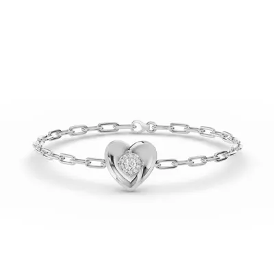 Spira Lab Pavé Halo Heart Silver Bracelet