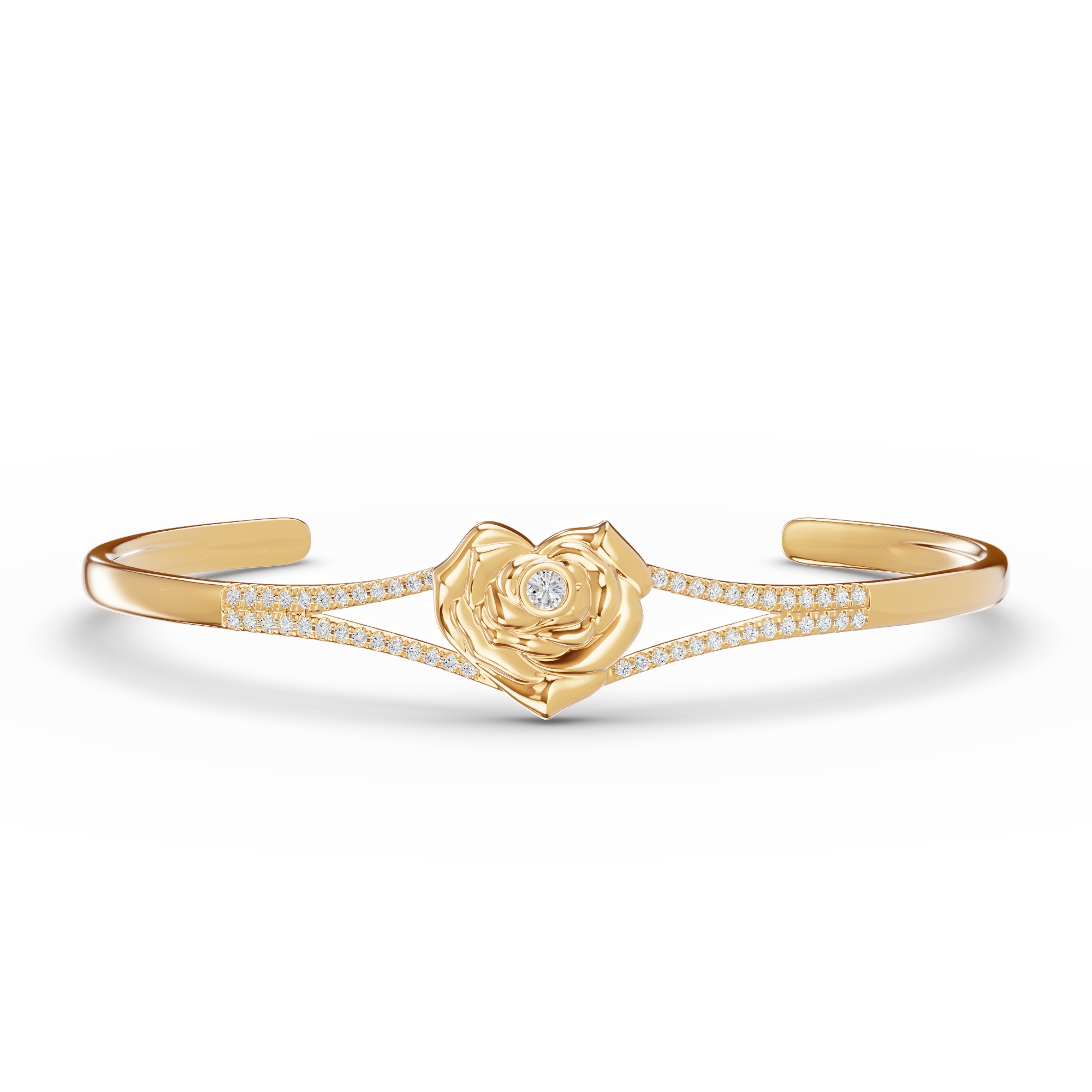 Rose Heart Diamond Bangle