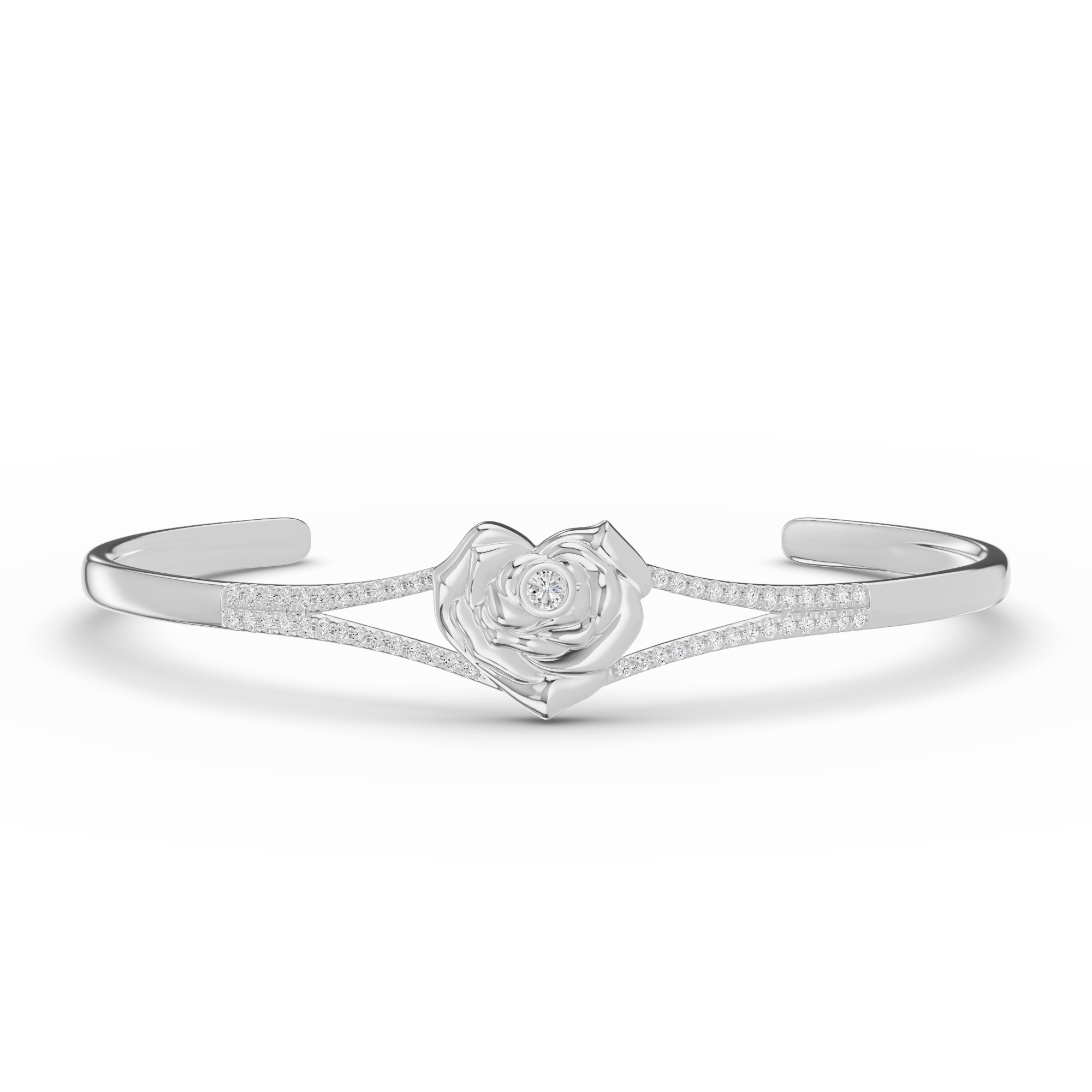 Rose Heart Diamond Bangle