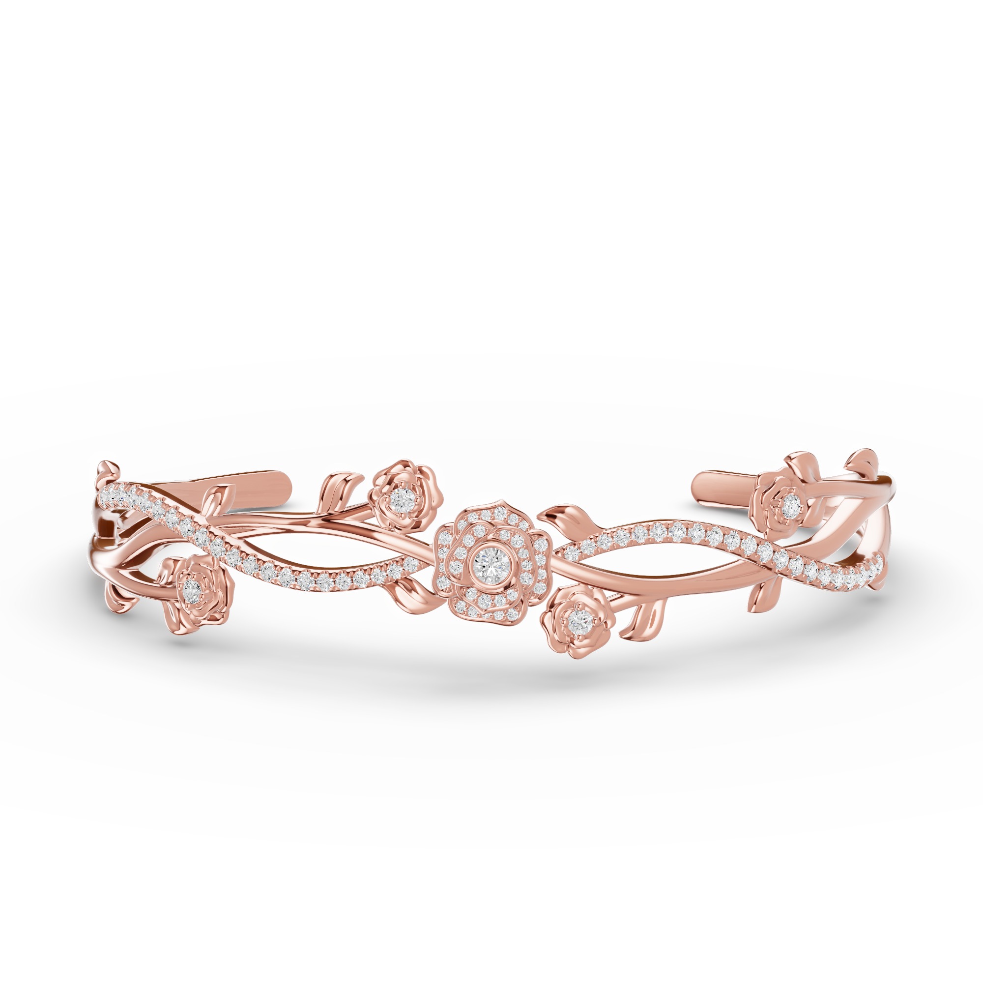 Camelia Floral Lab Diamond Bangle