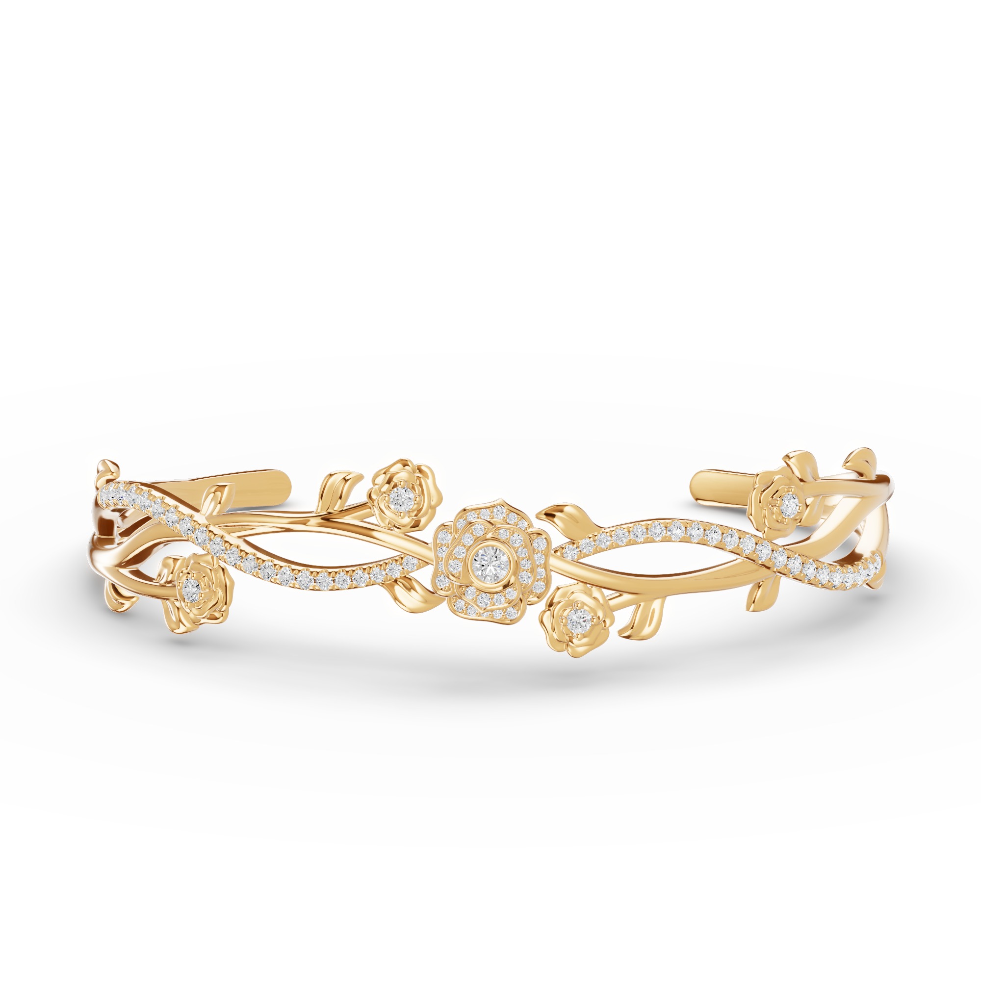 Camelia Floral Lab Diamond Bangle