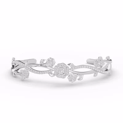 Camelia Floral Lab Diamond Bangle