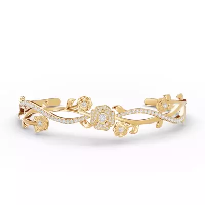 Camelia Floral Lab Diamond Bangle