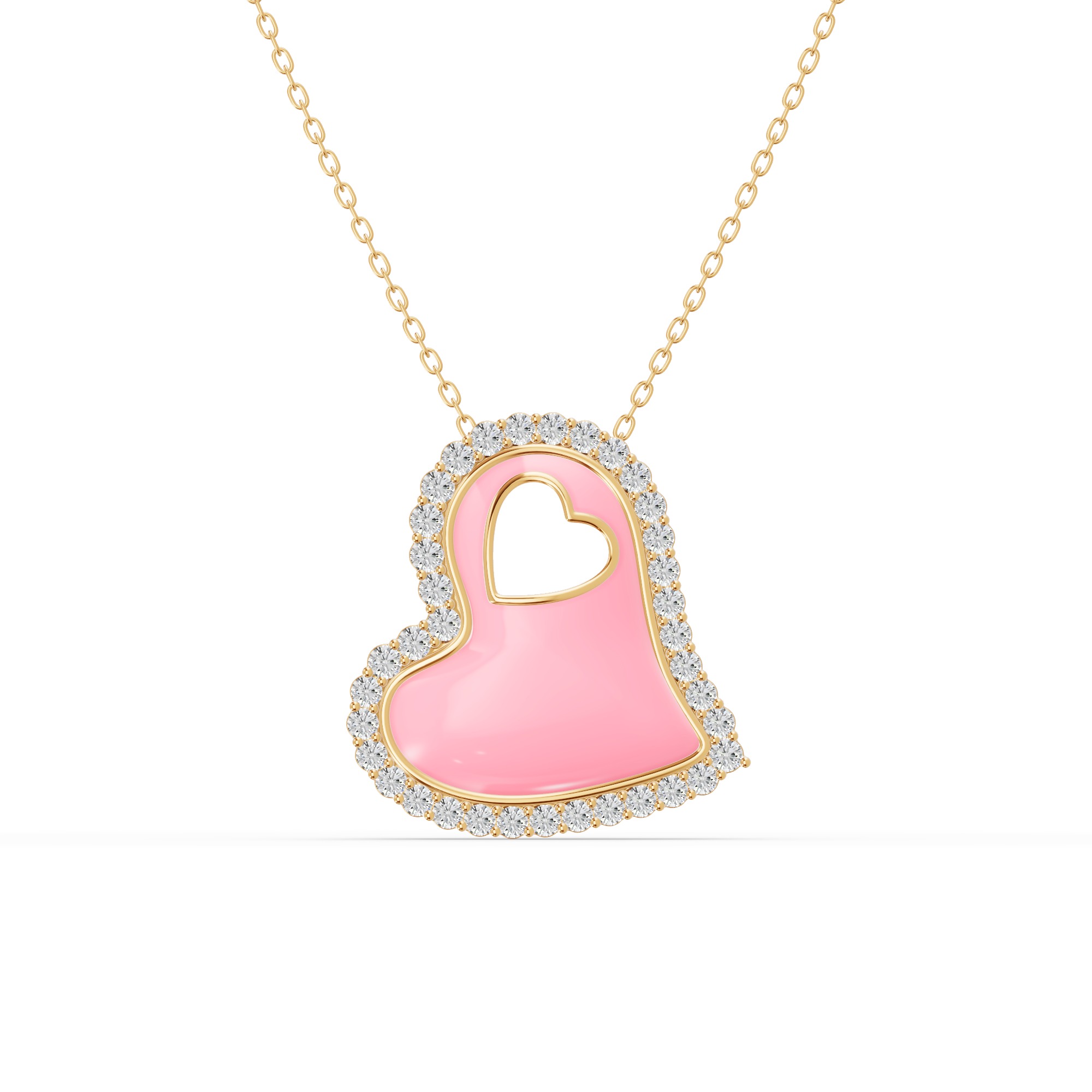 Cherish Pink Pavé Heart Necklace