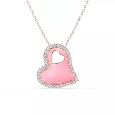 Cherish Pink Pavé Heart Necklace