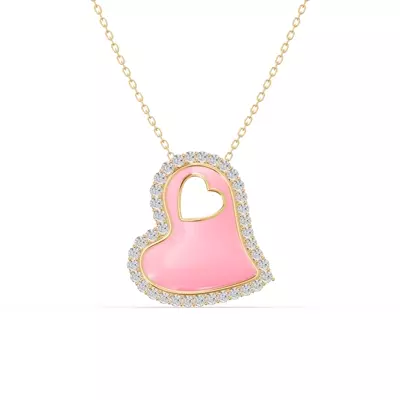 Cherish Pink Lab Pavé Heart Necklace