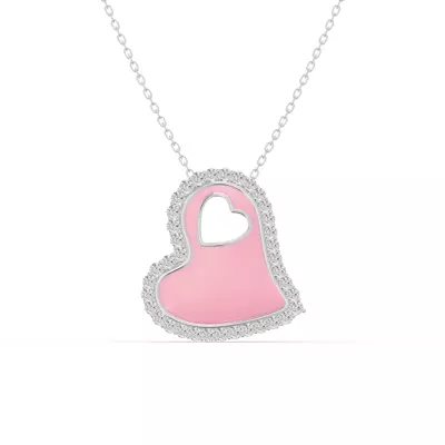 Cherish Pink Lab Pavé Heart Necklace