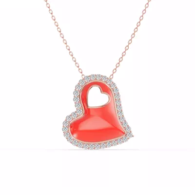 Cherish Red Lab Pavé Heart Necklace