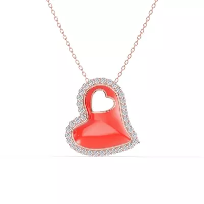 Cherish Red Pavé Heart Necklace