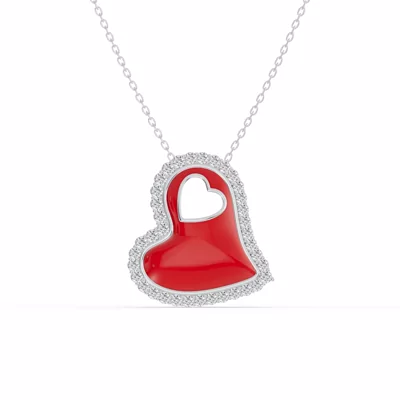 Cherish Red Lab Pavé Heart Necklace