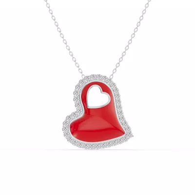 Cherish Red Pavé Heart Necklace
