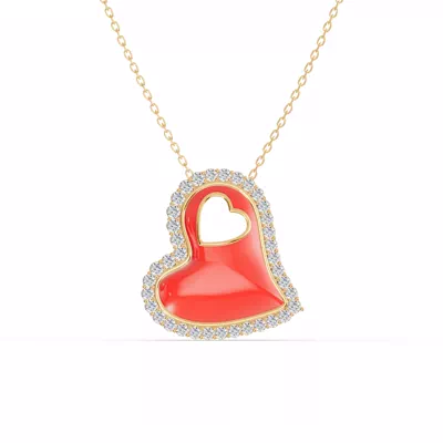 Cherish Red Lab Pavé Heart Necklace