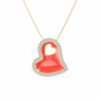 Cherish Red Pavé Heart Necklace