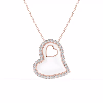 Cherish White Lab Pavé Heart Necklace
