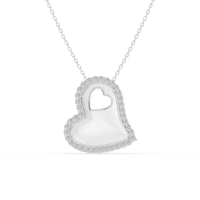 Cherish White Lab Pavé Heart Necklace