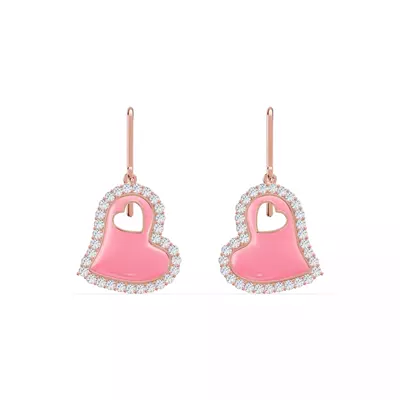 Cherish Pink Lab Pavé Heart Earrings
