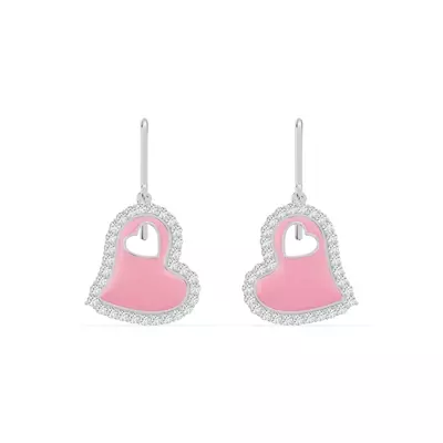Cherish Pink Lab Pavé Heart Earrings