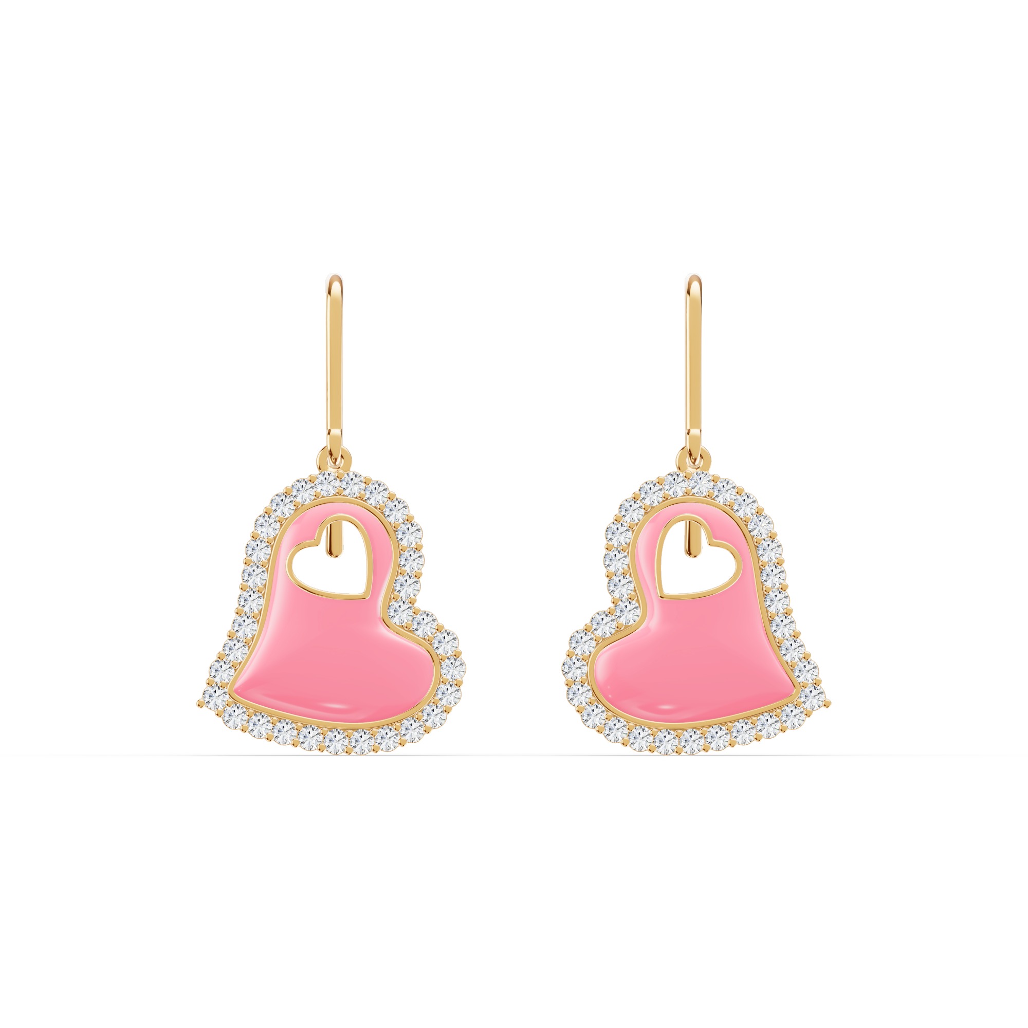 Cherish Pink Pavé Heart Earrings