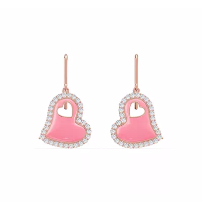 Cherish Pink Pavé Heart Earrings