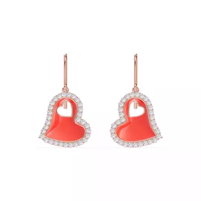 Cherish Red Pavé Heart Earrings