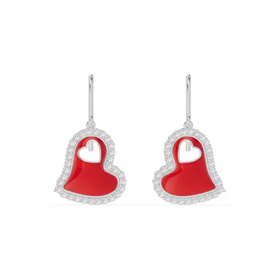 Cherish Red Pavé Heart Earrings