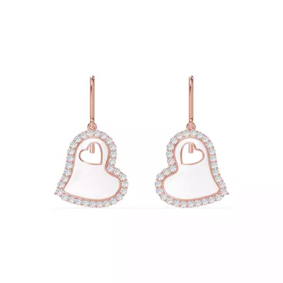 Cherish White Lab Pavé Heart Earrings