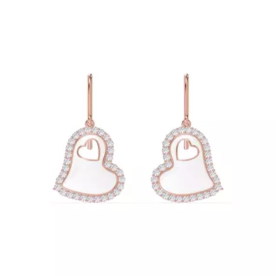 Cherish White Pavé Heart Earrings