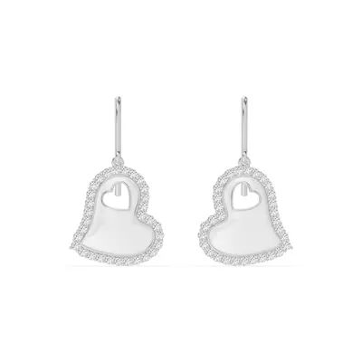 Cherish White Pavé Heart Earrings